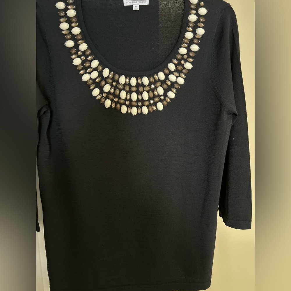 Joesph A. Black Embellished Long Sleeve Top Size Medium Never Worn